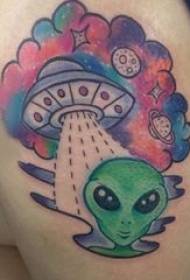 Auslännesch Tattoo Meedercher Oberschenkel an Alien Tattoobiller op Oberschenkel