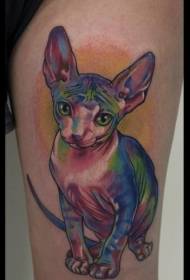 Rainbow-colored sphinx cat tattoo pattern
