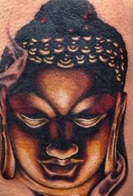 I-tattoo iphethini ye-buddha enemibala yomlenze we-hindu