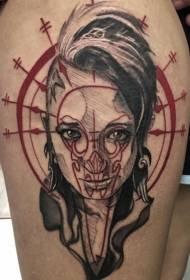 Boja nogu meksička rodna žena tetovaža portreta
