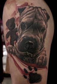Thigh realistic style colorful funny dog \u200b\u200bavatar tattoo pattern