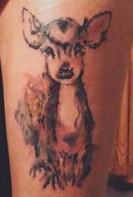 Girls thighs painted gradient abstract lines cute little animal deer tattoo pictures