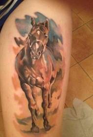 Noha akvarel vítr kůň tetování vzor
