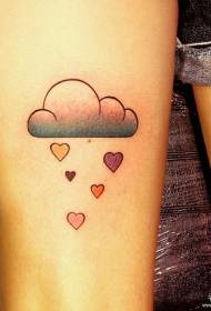 Muslo sexy pequeño patrón de tatuaje de nube en forma de corazón fresco