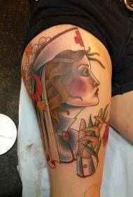 Jauns stils krāsains, vilinošs medmāsas tetovējums
