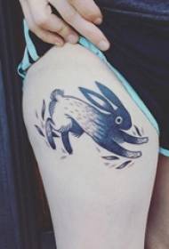 Lop rabbit tattoo girl black rabbit tattoo picture on thigh