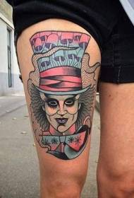 Benfärghjälte Alice tema tatuering mönster
