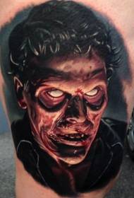 Color horror zombie face tattoo patroon