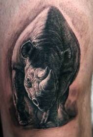 Photo realistica et supellex varia ad pedes quasi volet rinoceros tattoos