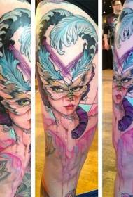 Dij old school meisje en vlinder masker inkt tattoo tattoo patroon