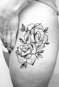 Coxa pequena rosa fresca sexy picada tatuagem padrão
