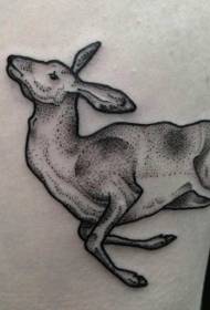 Patrón de tatuaje de ciervo de punto negro de la vieja escuela