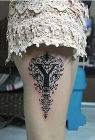 Beauty seductive thigh on black and white pattern totem tattoo recommended