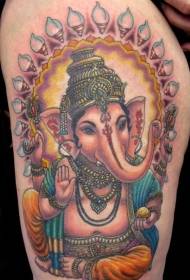 Thigh cute Indian elephant god tattoo pattern