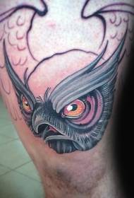 Unfinished new traditional colorful owl tattoo pattern