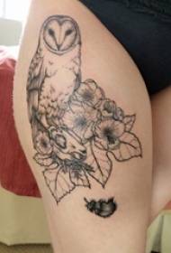 Coxas escolares en espinas negras liñas simples plantas de flores e curuxa tatuaxe fotos