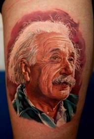 腿顏色阿爾伯特·愛因斯坦肖像紋身圖片