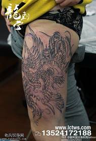 Thigh hindi natapos na phoenix magandang pattern ng tattoo