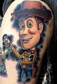 Thigh color toy story cowboy cartoon tattoo pattern