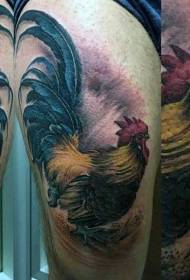 Very beautiful realistic cock thigh tattoo pattern