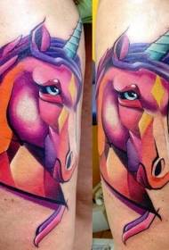ຮູບແບບ tattoo unicorn ທີ່ມີສີສັນສົດໃສ