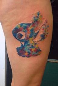Сцягно ў акварэльным стылі мультфільм малюнак татуіроўкі чарніла