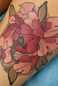 Thigh new traditional style color flower tattoo pattern
