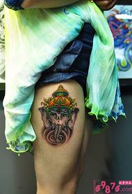 Thai elephant god thigh tattoo picture