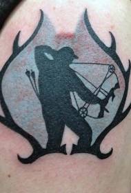 Thigh hand drawn shooter portrait tattoo pattern