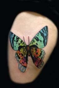 Thigh colored natural butterfly tattoo pattern