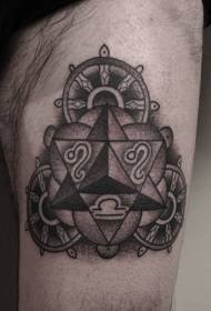 Thigh black rudder with constellation symbol tattoo pattern