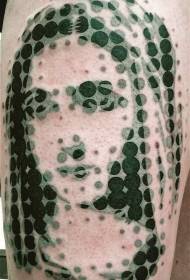 Patró de tatuatge de retrat verge a l'escola antiga d'estil polka dot negre