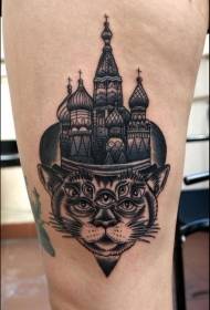 Russian Cathedral with mysterious cat tattoo pattern