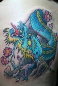 Muslos Patrón de tatuaje de dragón tradicional europeo y americano