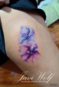 Thigh sexy color floral tattoo pattern