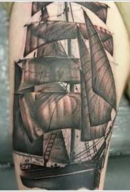 Leg black brown sailing tattoo pattern