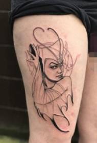 Muslos en blanco y negro estilo gris punto sashimi resumen línea personaje retrato tatuaje imagen