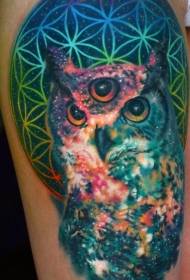 Shoulder color mysterious owl tattoo pattern