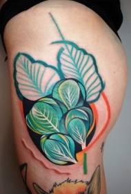 Šlaunies neįtikėtinų spalvų lapų tatuiruotės modelis