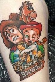 Funny cartoon cowboy and letter tattoo pattern