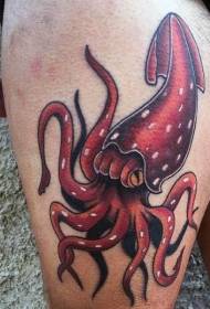 Malalim na nakakatawang kulay cartoon squid tattoo pattern