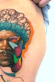 Leg color Samuel Jackson portrait tattoo picture