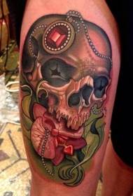 New style colorful skull tattoo pattern on the legs