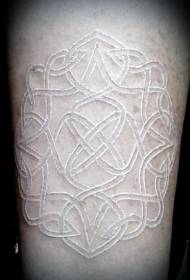 Pierna pequeña tinta blanca flor tribal tatuaje decorativo patrón