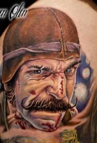Χρώμα ποδιών αιματηρός παλιός άνδρας πορτρέτο εικόνα τατουάζ