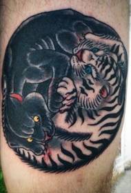 Noha farba stará škola leopard tigrie tetovanie obrázok