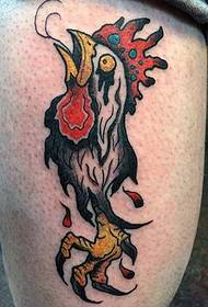 Leg painted cock tattoo pattern