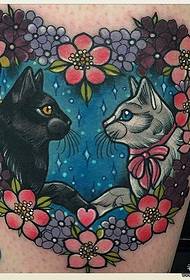 Lårene Europa og Amerika skoler blomster hjerteformet mønster til tatovering af katte