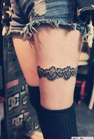 The ultimate lace temptation on the thigh of a girl