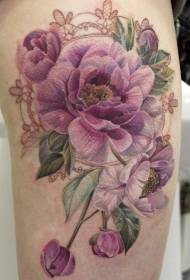 Ben søt farge store realistiske blomster tatoveringsbilder